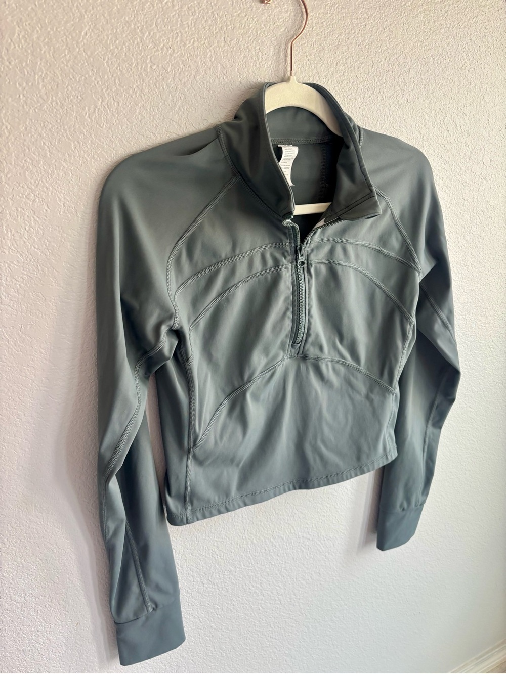 Light Green Quarter Zip Athletic Crop Jacket